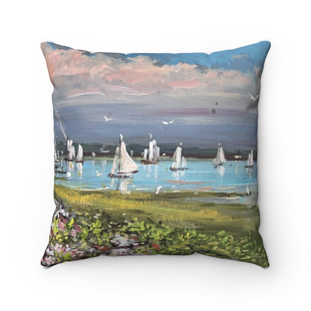 'Rail Trail looking West late in the Day' Spun Polyester Square Pillow