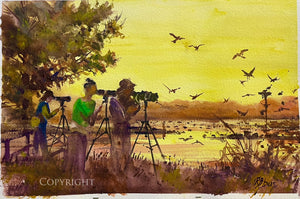 "Three Birders along the Marsh"   Giclee Print