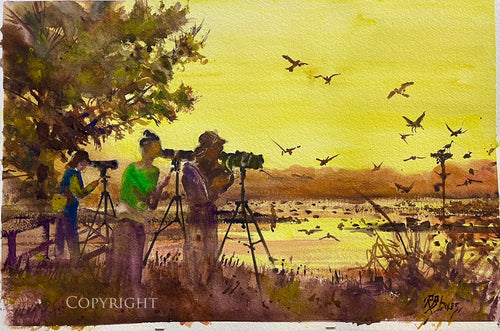 Three Birders Along the Marsh