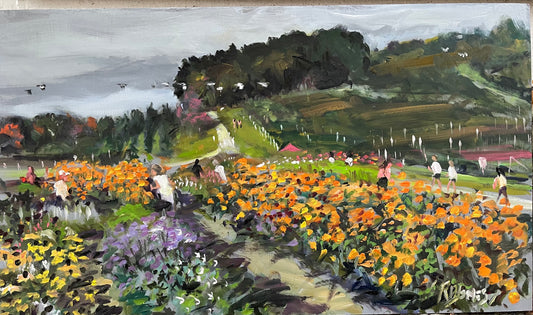 Cider Hill Farm, Amesbury, MA, Oil on board, 14 x 24“, Richard Burke Jones