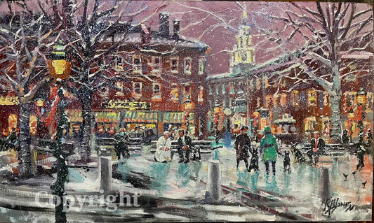 “Four Views in Market Square”, Oil, 14” x 24”, Richard Burke Jones