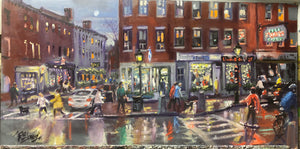 Oil Sketch on State Street at Middle St in the early evening in January
