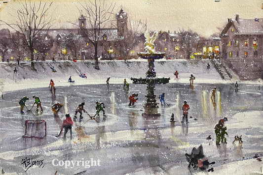 Giclee Print of "Ice Skaters on the Mall 2"