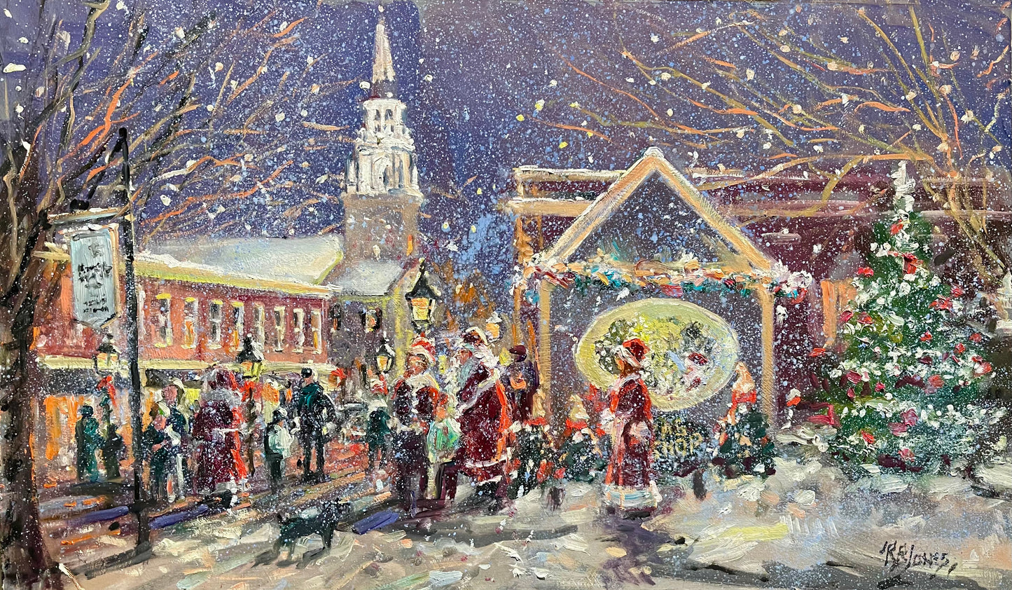 Santa's Workshop, Newburyport Oil 14 x 25” Richard Burke Jones