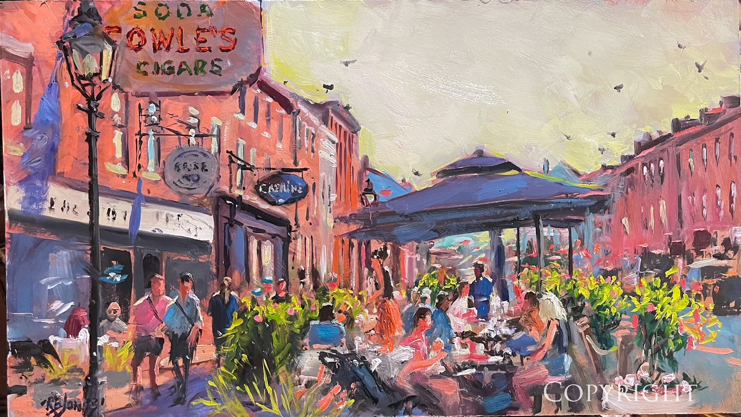 State St Cafes! Newburyport, MA Oil 14 x 24"