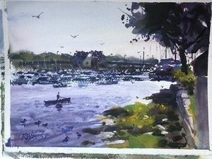 "View from Rings Island Dock"   Watercolor Painting