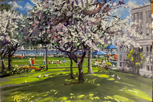 Waterfront Park, Oil Sketch, Richard Burke Jones. 12 x 18" unframed