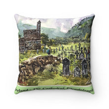 The Cathedral, Glendalough, Ireland Square Pillow with Insert