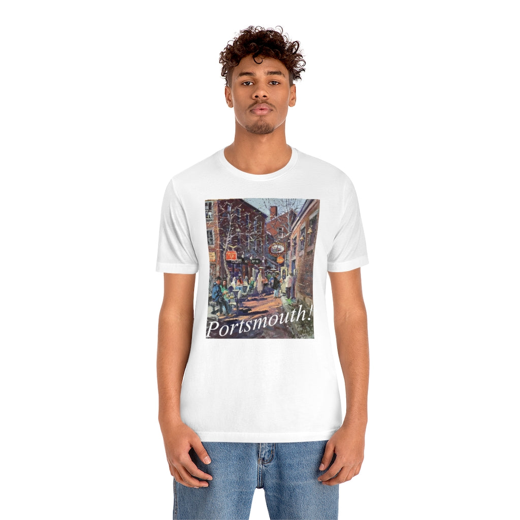 Commercial Alley Portsmouth! Artwork by Richard Burke Jones Unisex Jersey Short Sleeve Tee