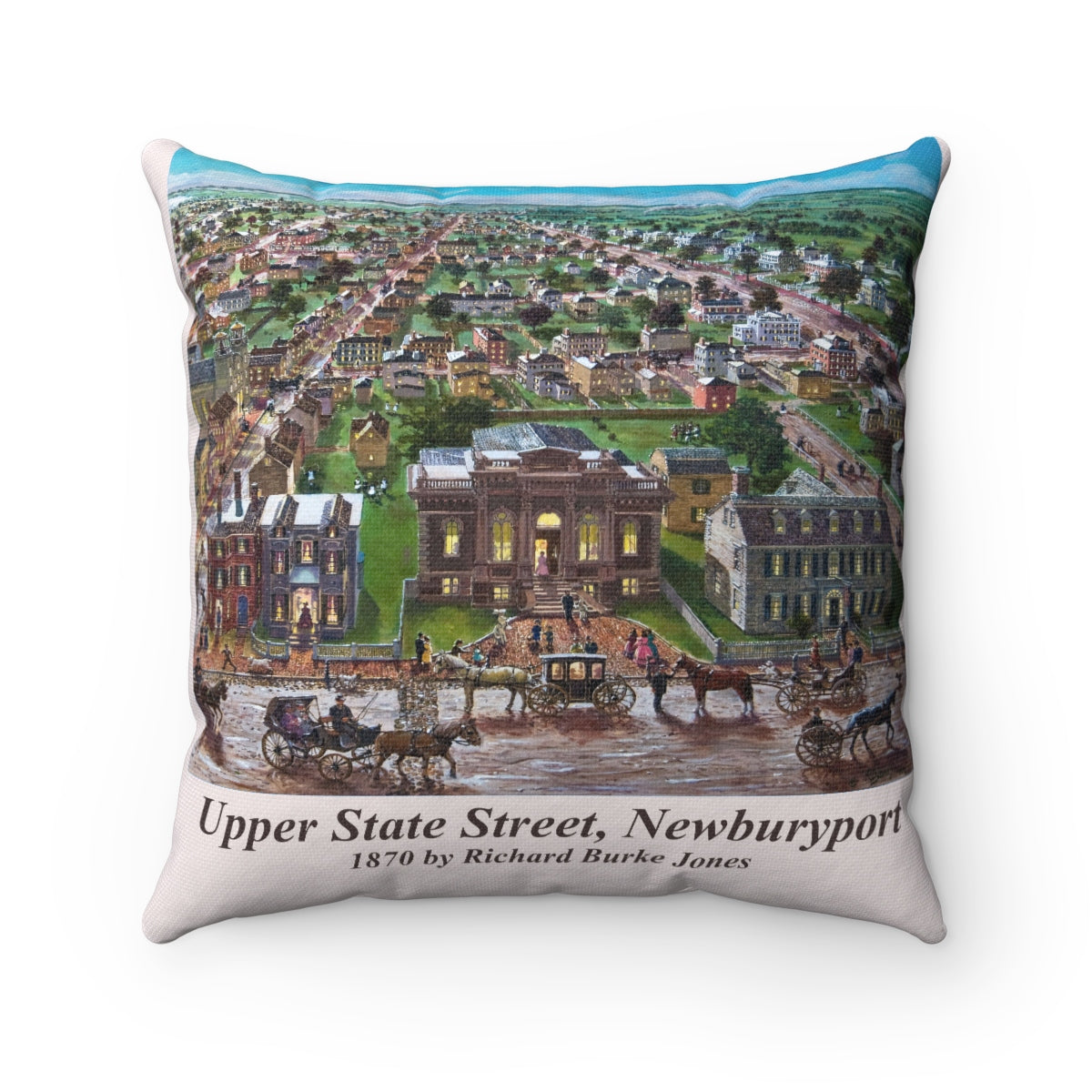 Upper State St, Newburyport, 1870 Square Pillow with Insert by Richard Burke Jones