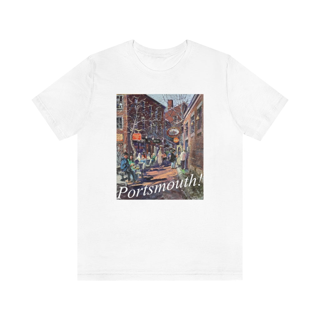 Commercial Alley Portsmouth! Artwork by Richard Burke Jones Unisex Jersey Short Sleeve Tee