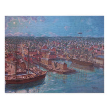 252 Piece Puzzle showing the historic oil painting 'Newburyport Harbour 1850s' by Richard Burke Jones