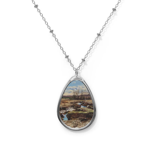 Oval Necklace Showing Oil Ptg of Newbury Marshes, Richard Burke Jones