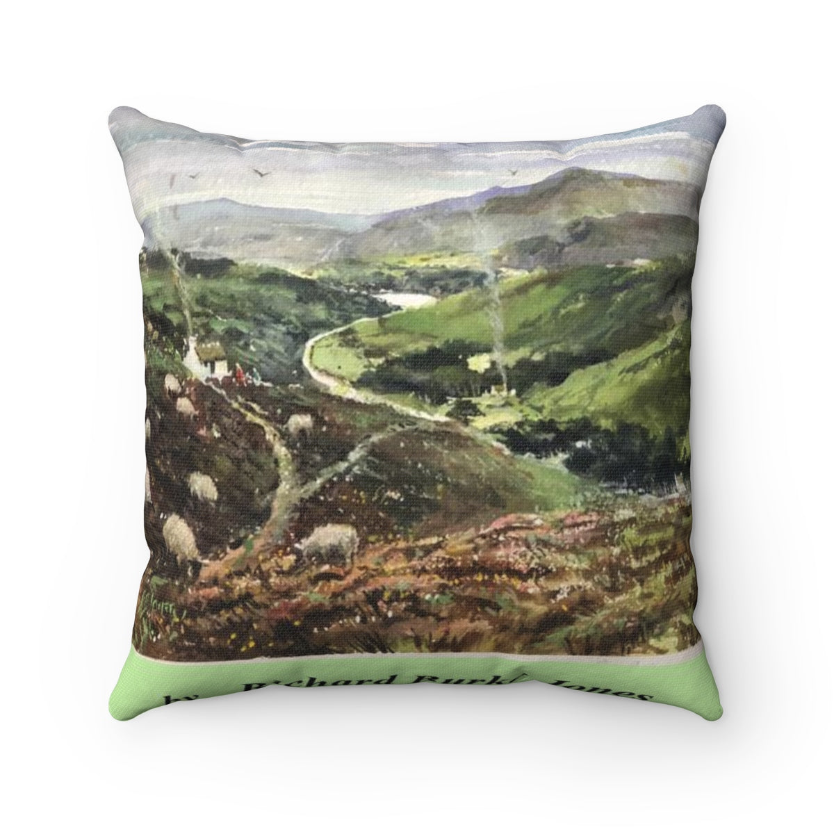 Sally Gap Square Pillow with Insert showing watercolor by Richard Burke Jones