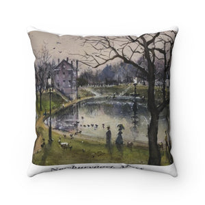 Bartlet Mall Watercolor by Richard Burke Jones on a Spun Polyester Square Pillow with Insert