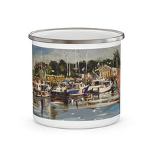 Enamel Camping Mug showing the 'Commercial Fishing Boats' in Portsmouth by Richard Burke Jones