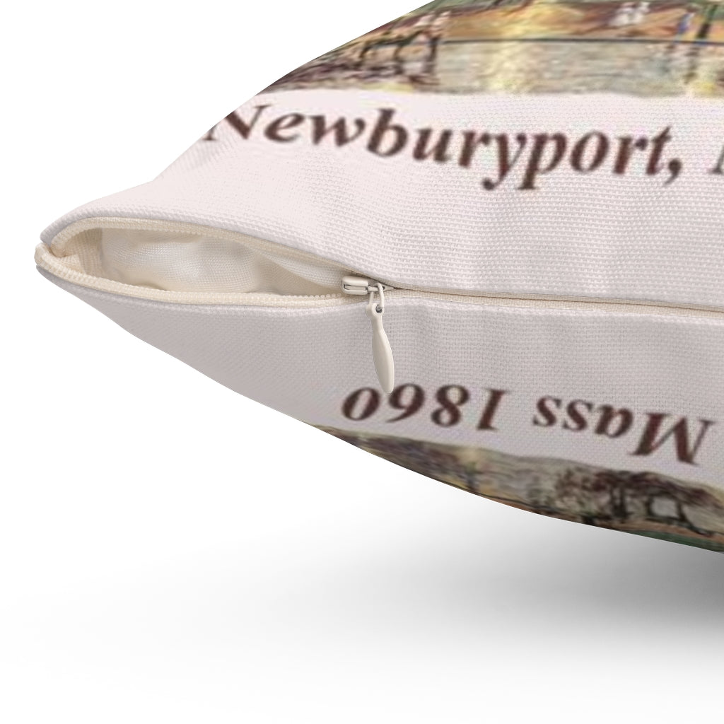 Pleasant St to the Ships, Newburyport, 1860 Square Pillow by Richard Burke Jones