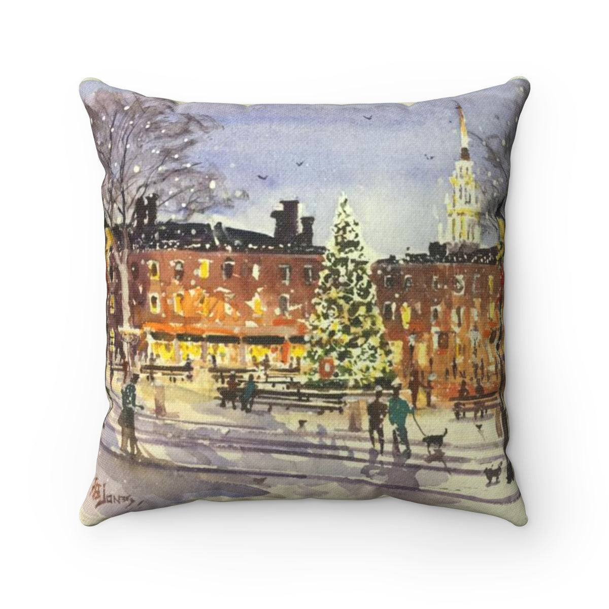 Holidays in Market Square, Newburyport Square Pillow