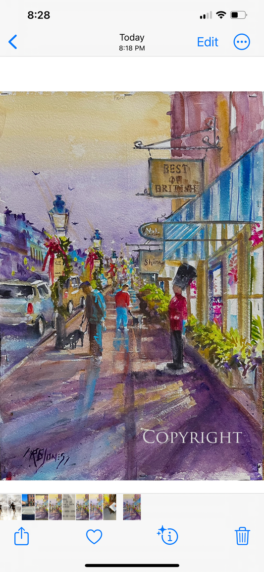 “The Beefeater” Watercolor, 15 x 22”, Richard Burke Jones