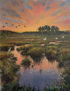 Newbury Marshes late in the Day MA”   Giclee Print of Oil Painting